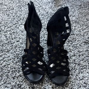 Impo Black Strappy Heels for Women